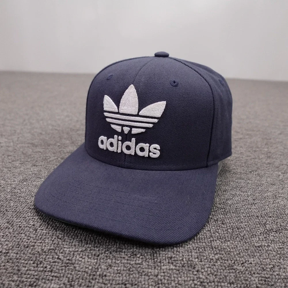 Adidas Hat Cap Snap Back Mens One Size Blue Twill Baseball Trefoil Logo